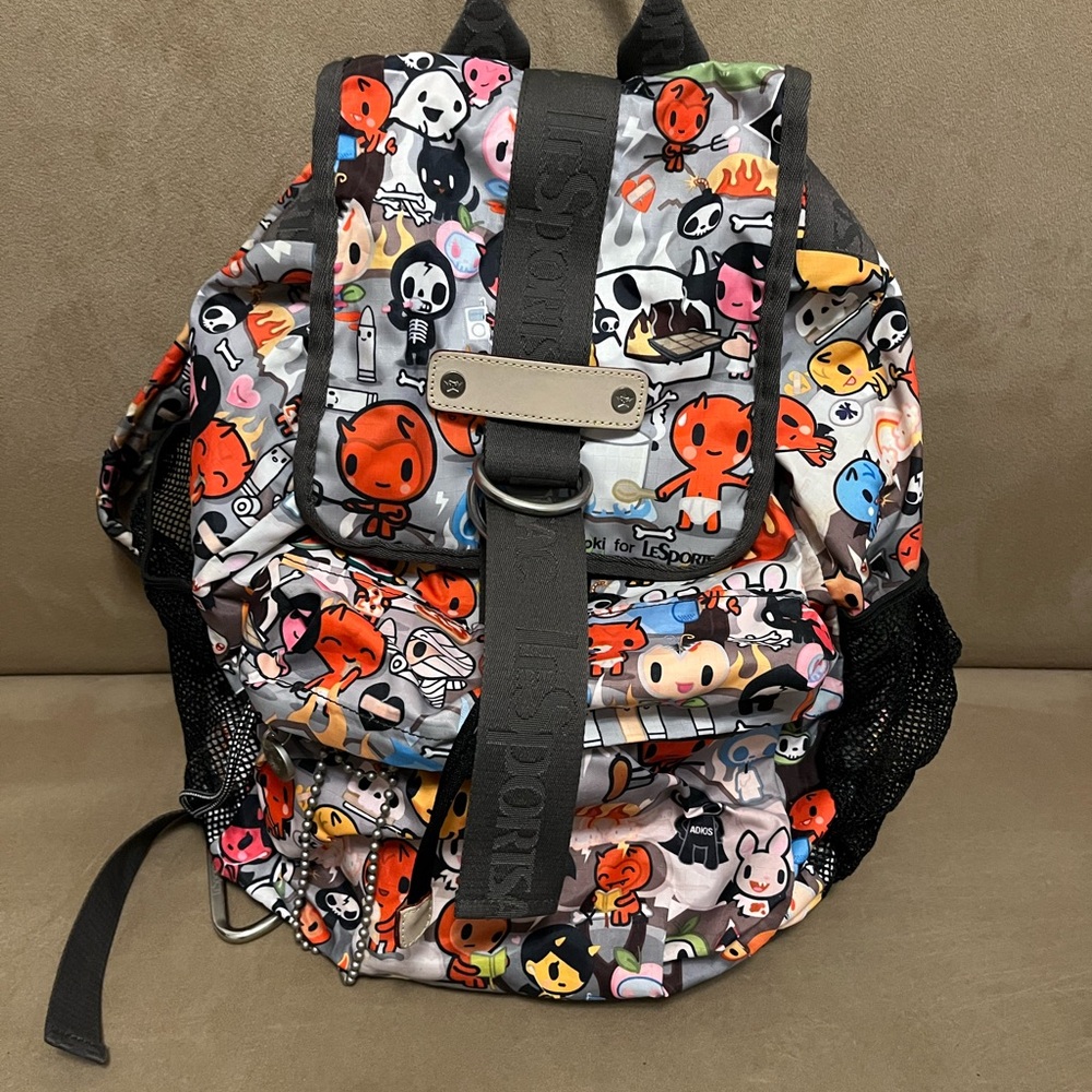 LeSportsac Multicolor Tokidoki Character Print Backpack with Black Trim